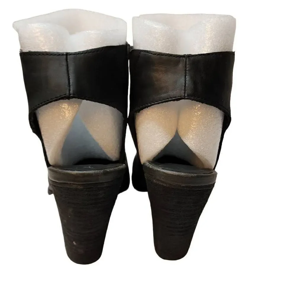 ALDO Booties Size 8.5 Black Full Side Zip Close Toe Open Heel Back One Strap‎